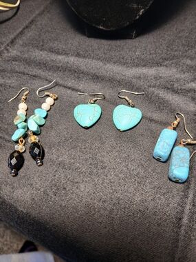 Set Of Three Turquoise Earrings